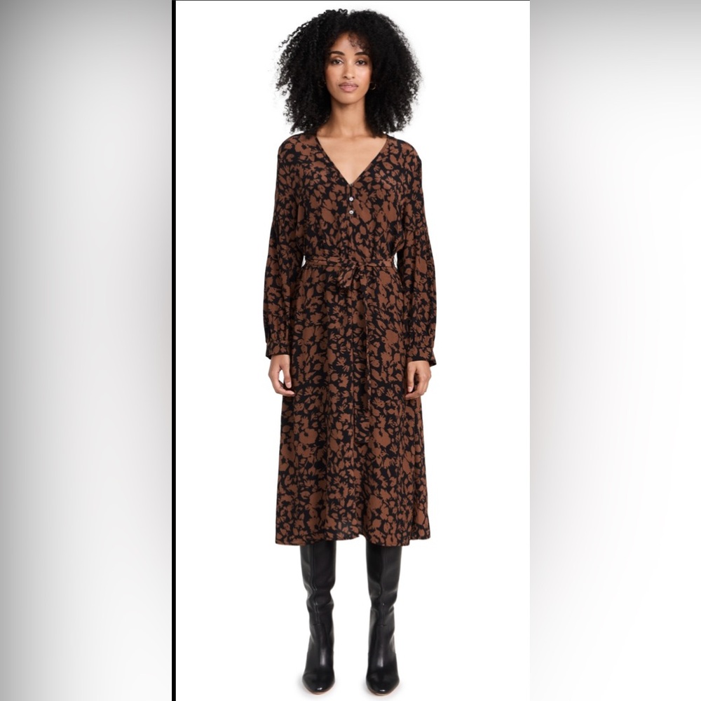 NWT RAILS brown and black Fabian long sleeve dress. Size Large